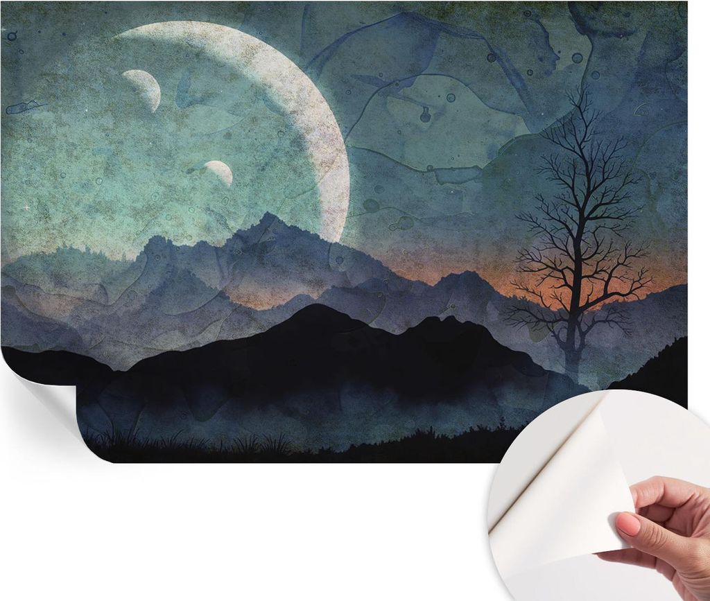 Selbstklebende Wandtapete - Dekorative Tapete für Wohnzimmer - Klebefolie für Wandbilder - Tapetenfolie für Wanddekoration - 104x70 cm - Nachtla...