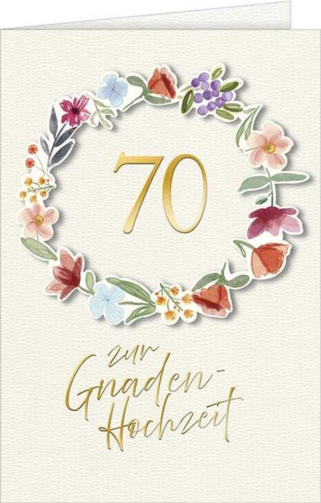 70. Hochzeitstag Gnadenhochzeit Glückwunschkarte mit Briefumschlag Kranz