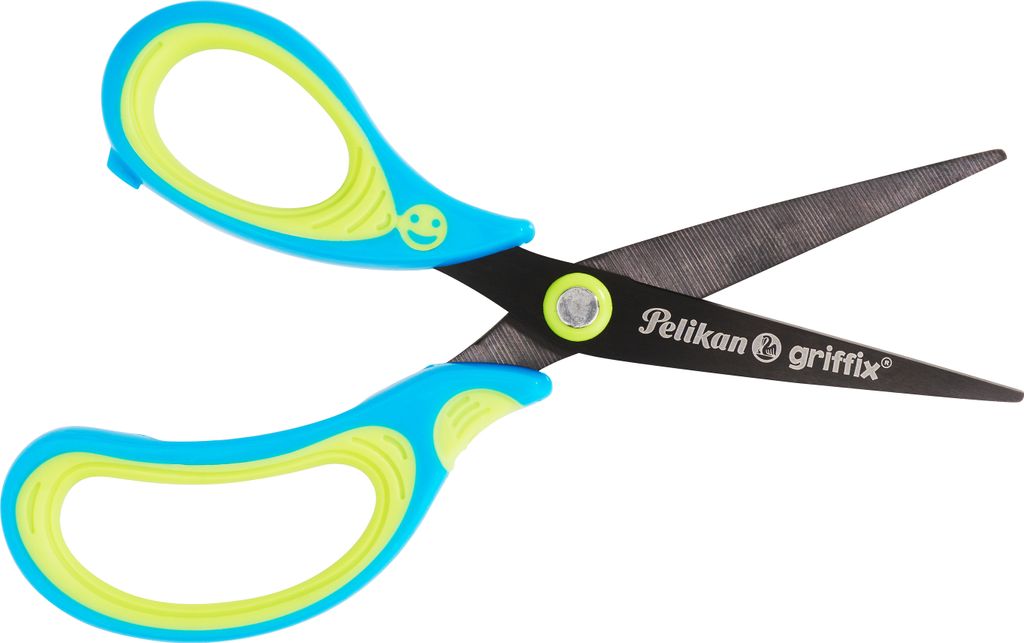 Pelikan griffix Schulschere spitz Linkshänder NeonFreshBlue Produktbild 