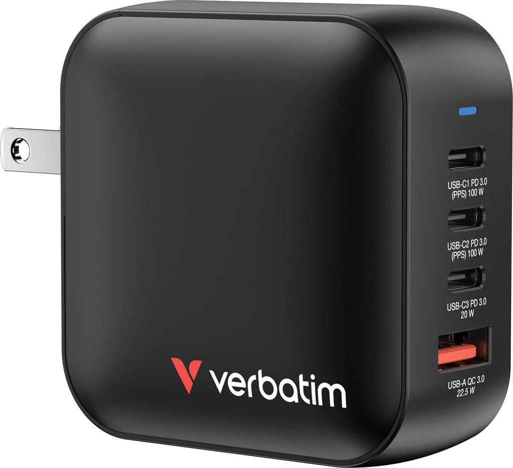 Caricabatterie Verbatim Mini GaN 100W 3xUSB-C PD, 1xUSB-A Immagine del prodotto 