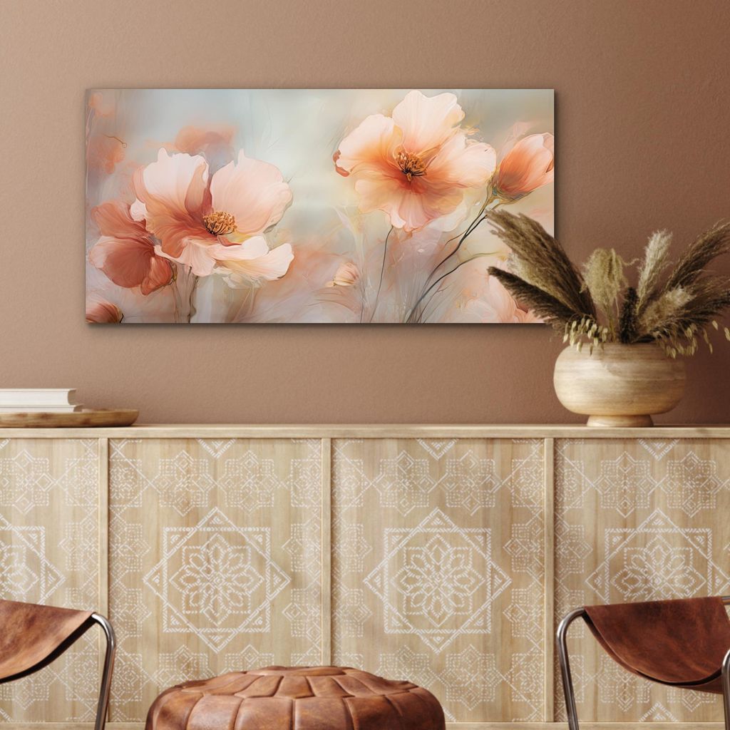 MuchoWow Wanddekoration Metall Metallbild Wandkunst 80x40 cm Blumen - Pastell - Kunst - Mohnblumen - Aquarell MuchoWow Aluminium Gemälde - Wanddek...