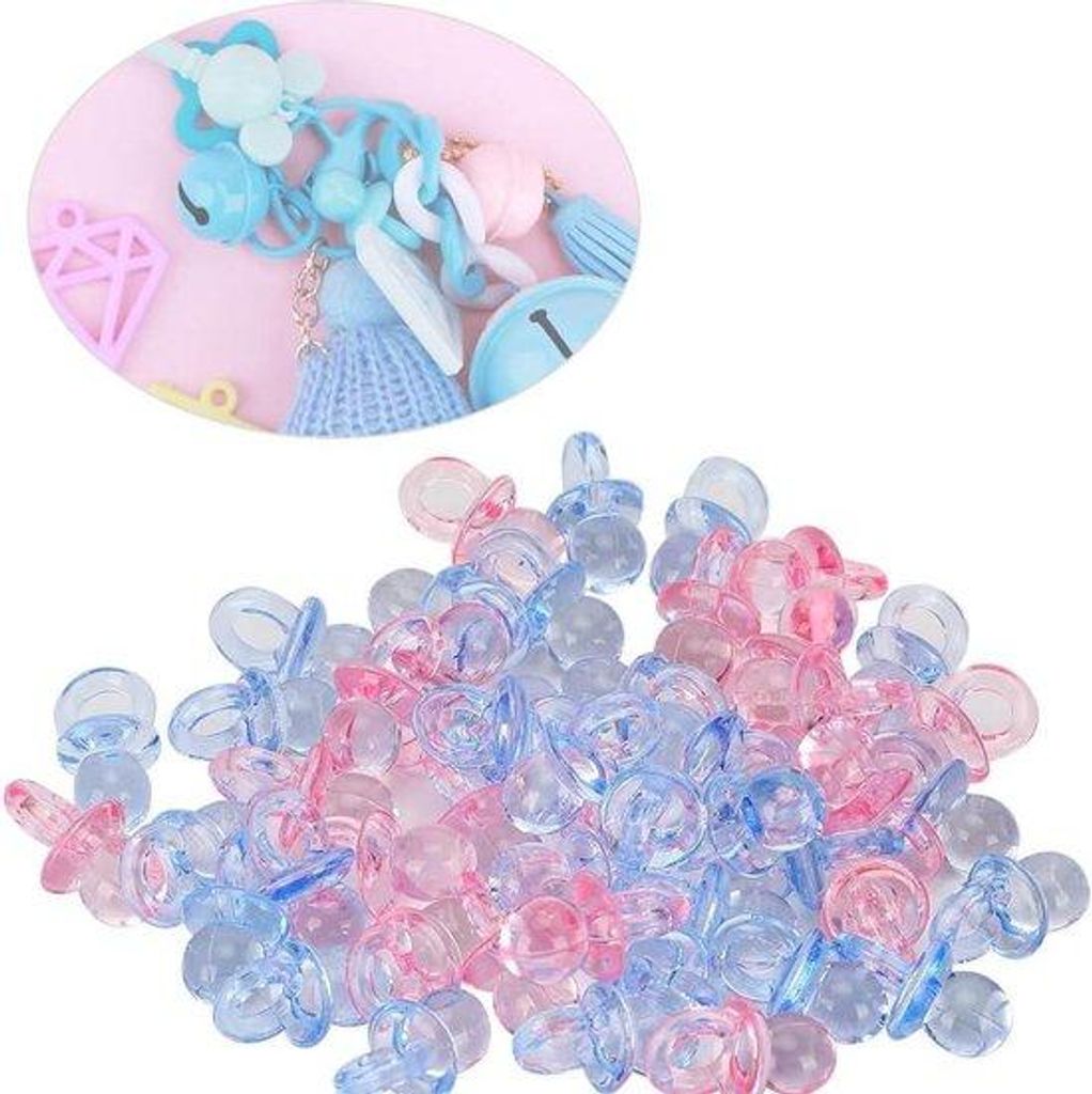 Kleine Acryl Fopspeen Dekoration transparent rosa blau