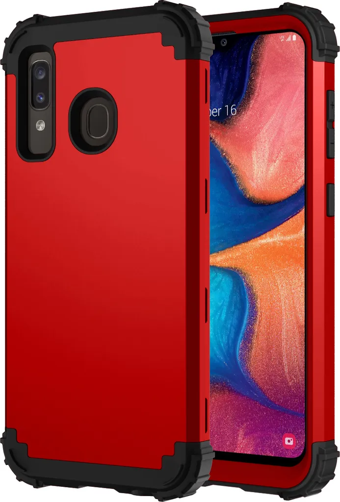 Custodia per Samsung Galaxy A20 / A30 / A50 / A50S Hybrid 3in1 PC e TPU antiurto, custodia resistente rossa