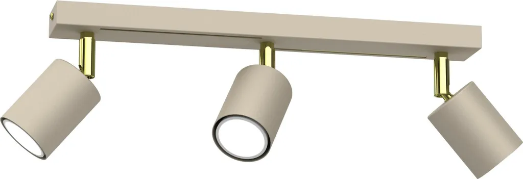 Luminaire de Plafond Design Striper Métal Crème et Or 3 Lumières
