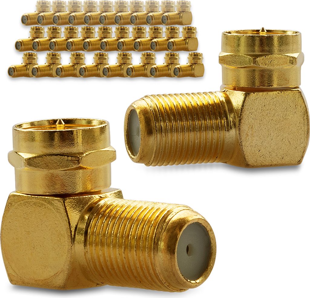 30x F-Winkelstecker Winkeladapter Stecker Winkel SAT Adapter Kupplung Vergoldet