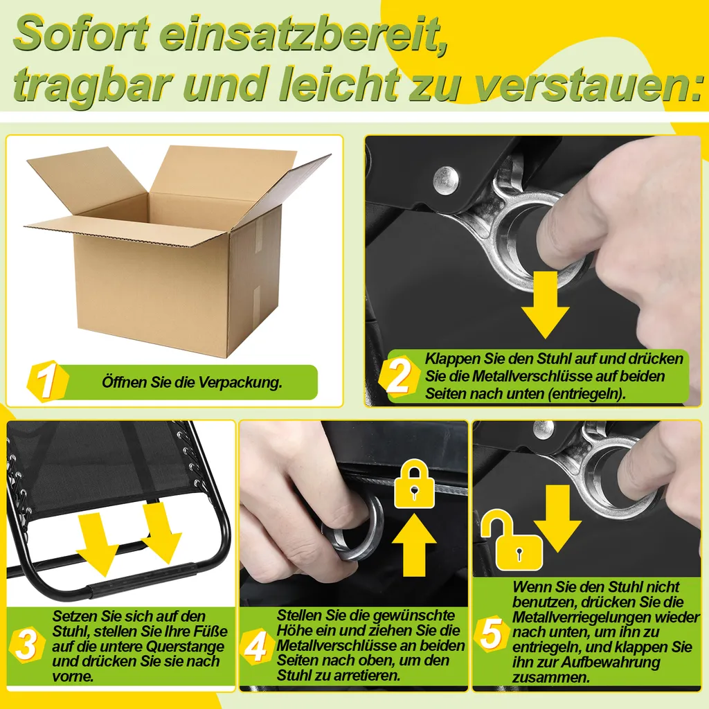 TolleTour Sedia Sdraio 150kg | Struttura in Acciaio e Design Ergonomico - 3