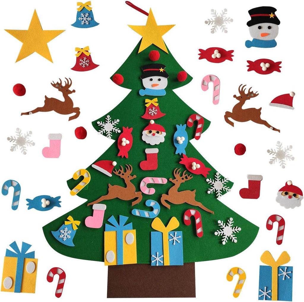 Albero di Natale in feltro da parete per bambini, con 26 Immagine del prodotto 
