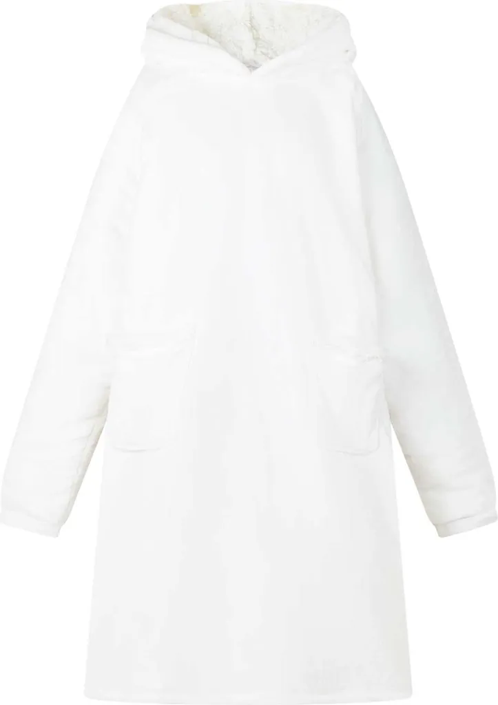 Sweat à capuche blanc polaire chaud pour soirée cocooning à la maison L