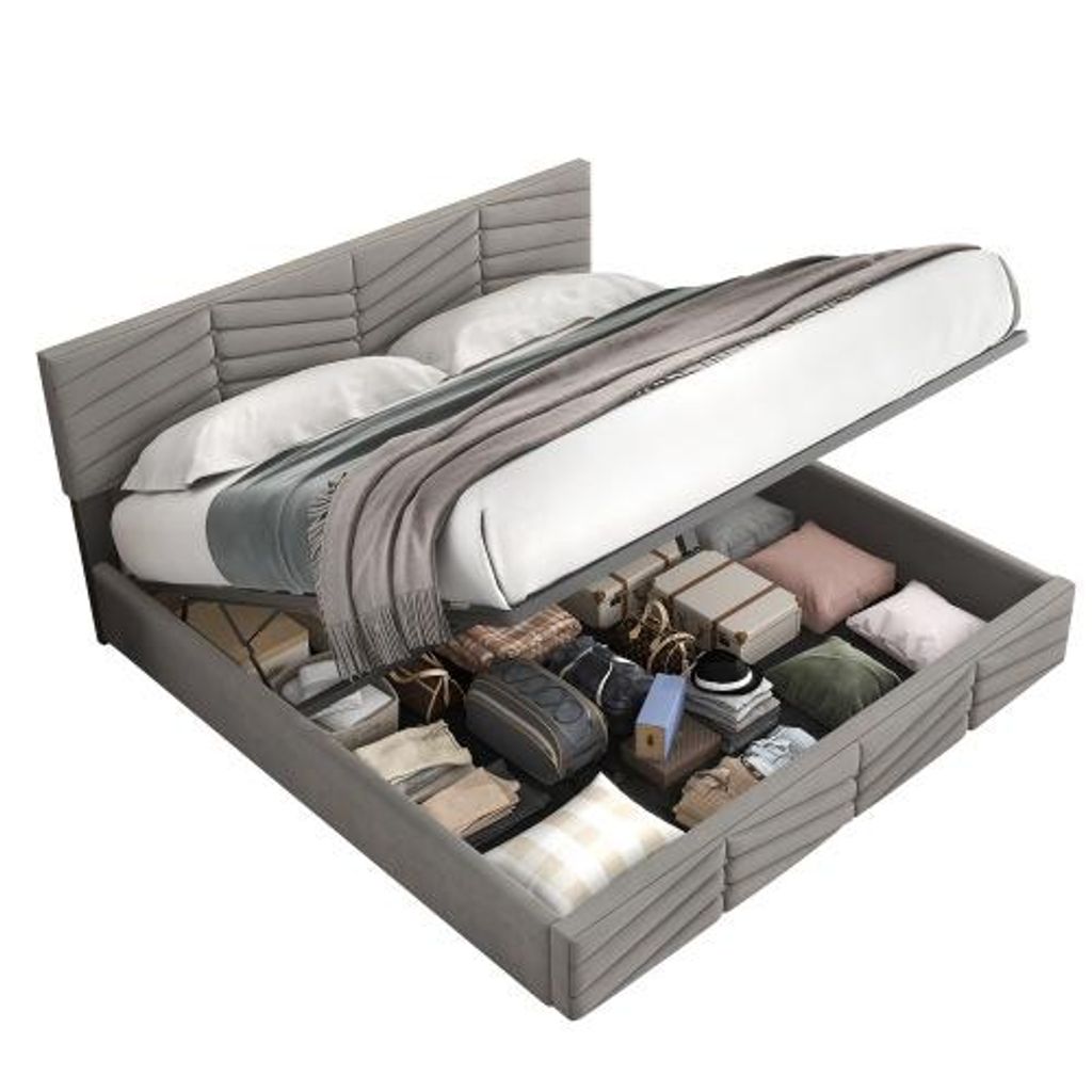 Polsterbett, 160x200 cm, Doppelbett mit Lattenrost und Produktbild 