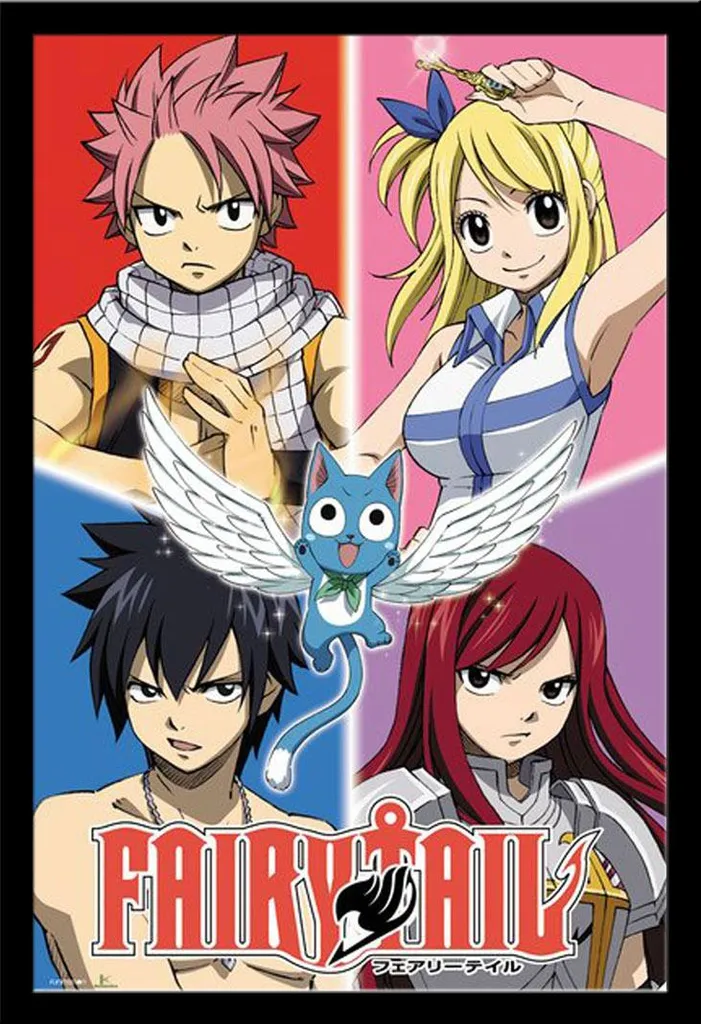 Fairy Tail - Poster - Quad + cornice rimovibile, Shinsuke® Maxi MDF nero, disco acrilico