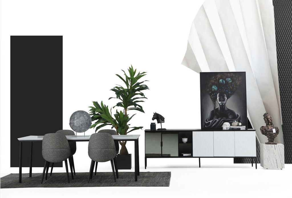 *Esszimmer Gruppe Esstisch Stühle Sideboard Tisch Holz Set 8tlg Weiß