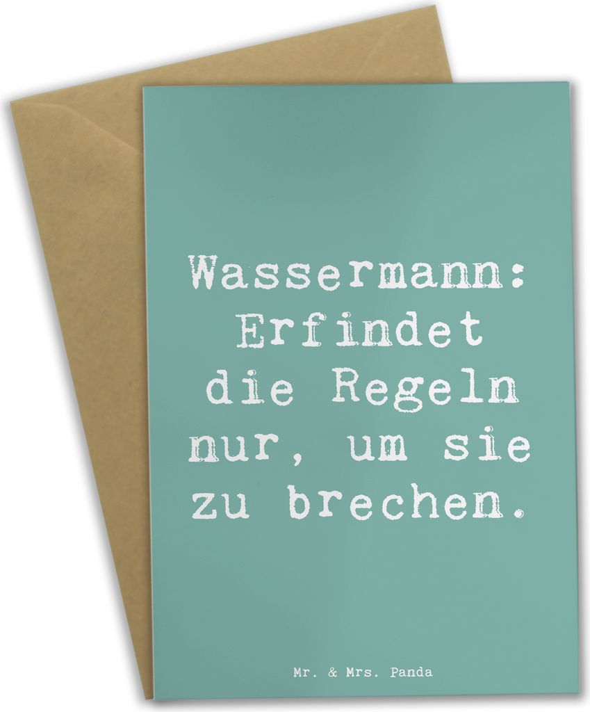 Mr. & Mrs. Panda neujahrskarte Spruch Wassermann Freigeist - Meeresbrise - Geschenk, Tierkreiszeichen, Horoskop, hochzeitskarten, osterkarte, Rebel...