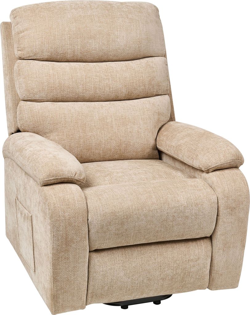 BELIANI Sessel Beige Stoff Elektrisch Verstellbar mit Armlehnen Fußablage Relaxfunktion Modern Bequem Relaxsessel Fernsehsessel Wohnzimmer