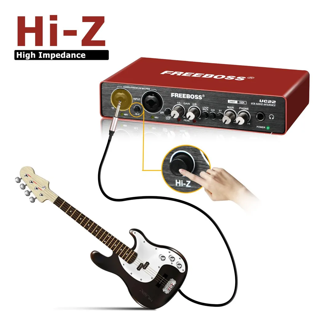 Interface audio UC22 192KHz avec +48V pour micro condensateur et PC - 3