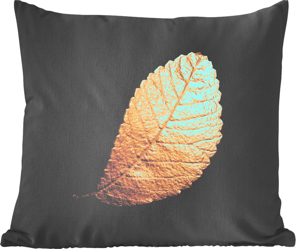 MuchoWow Zierkissen Sofakissen Wohnzimmer Dekokissen 50x50 cm Gold - Blätter - Schwarz - Pflanzen - Luxus - Natur - Komfort - Sofakissen