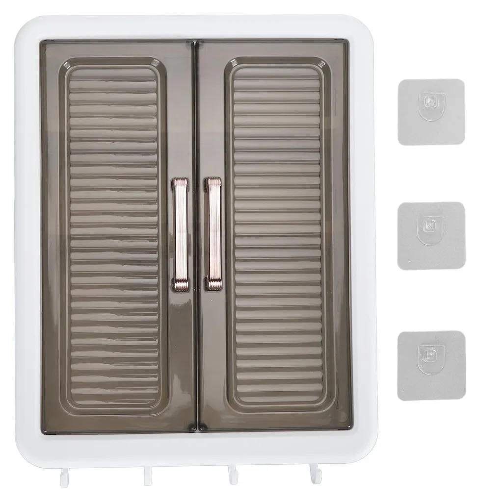 Armoire de toilette murale multifonction avec crochets pour maquillage