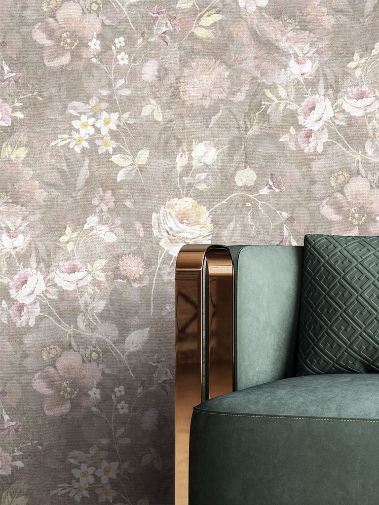 NEWROOM Tapete Braun Vliestapete Blumen - Blumentapete Produktbild 
