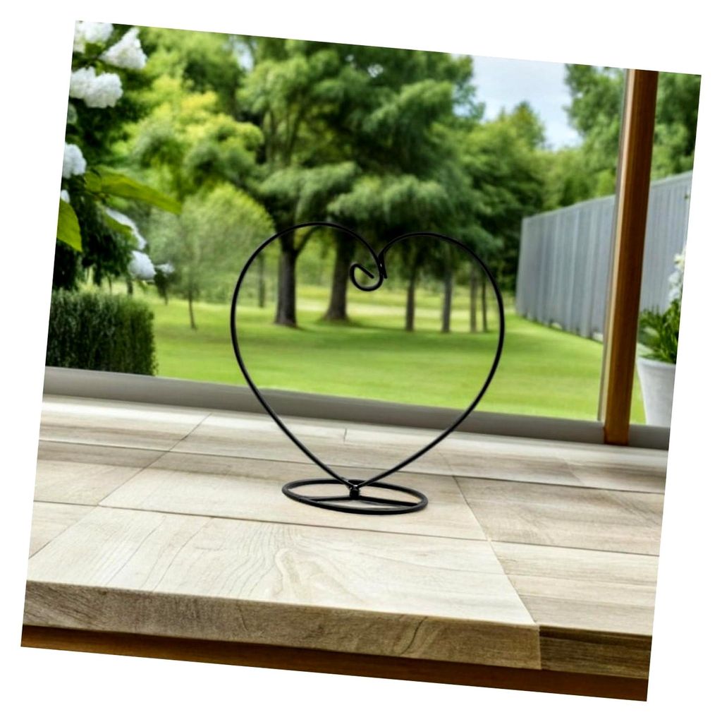 3-teiliges Hängendes Präsentationsgestell aus Metall in Schwarz, Herzförmiger Blumenständer für Pflanzen-Dekoration für Wohnzimmer und Garten...