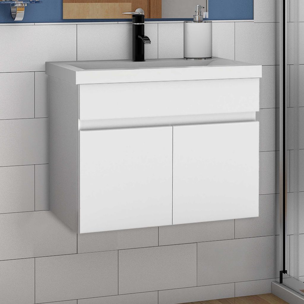 Waschtisch mit Unterschrank 80cm BERGEN Badmöbel Set Weiß Produktbild 