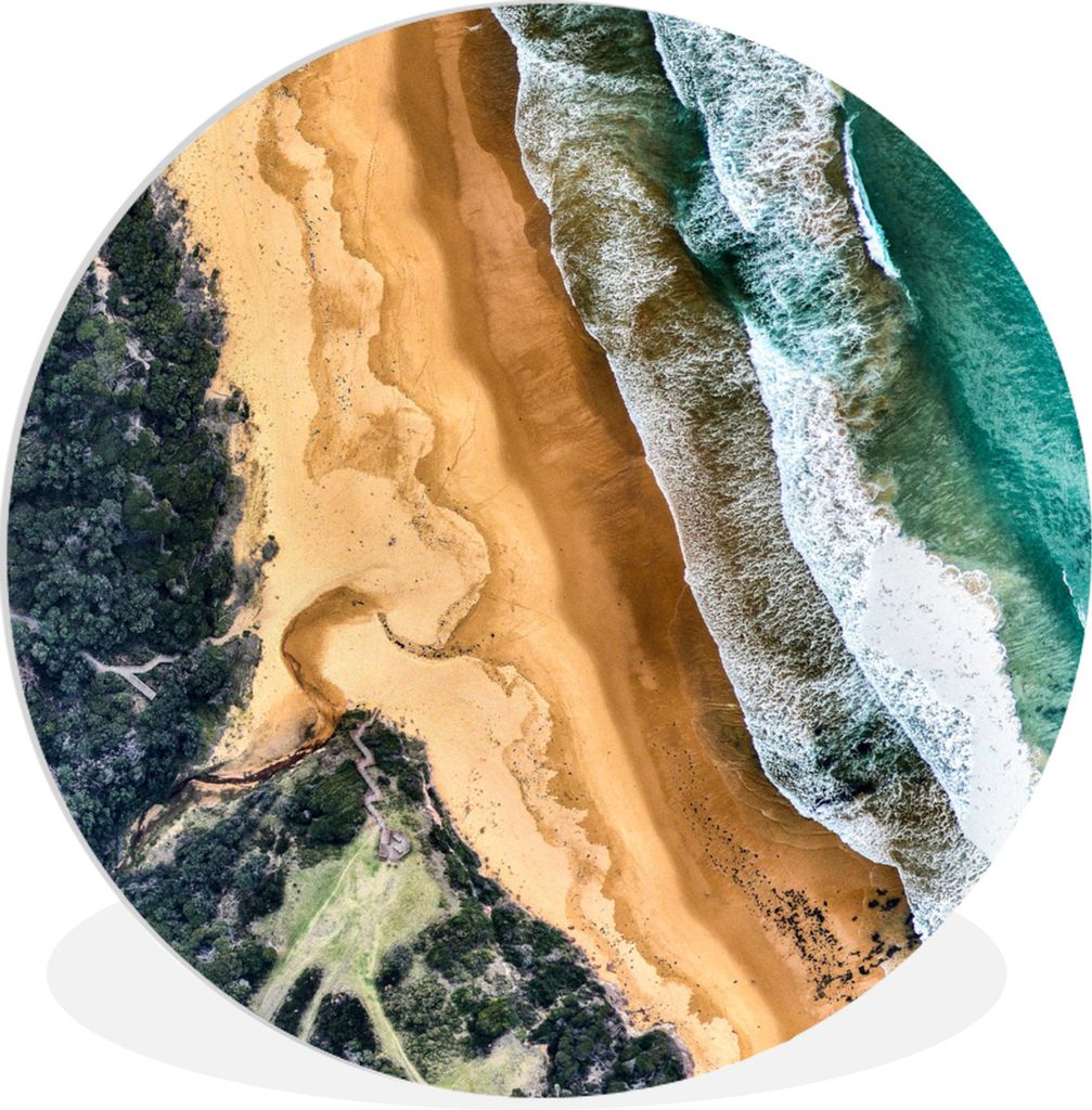MuchoWow Rundes Wandbild - Runde Bilder Strand - Meer - Wald Ø 30 cm Kreis Wanddekoration Kunststoff - Wandkreis - Wandschmuck - Schlafzimmer - ...