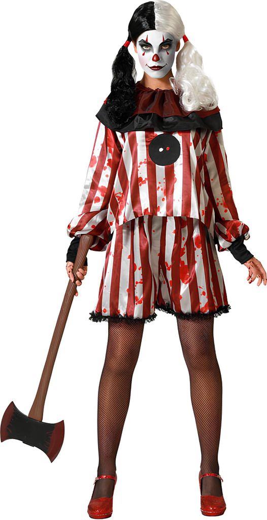 Traje de payaso Atosa, para mujer, color blanco, talla M-L. Imagen del producto 