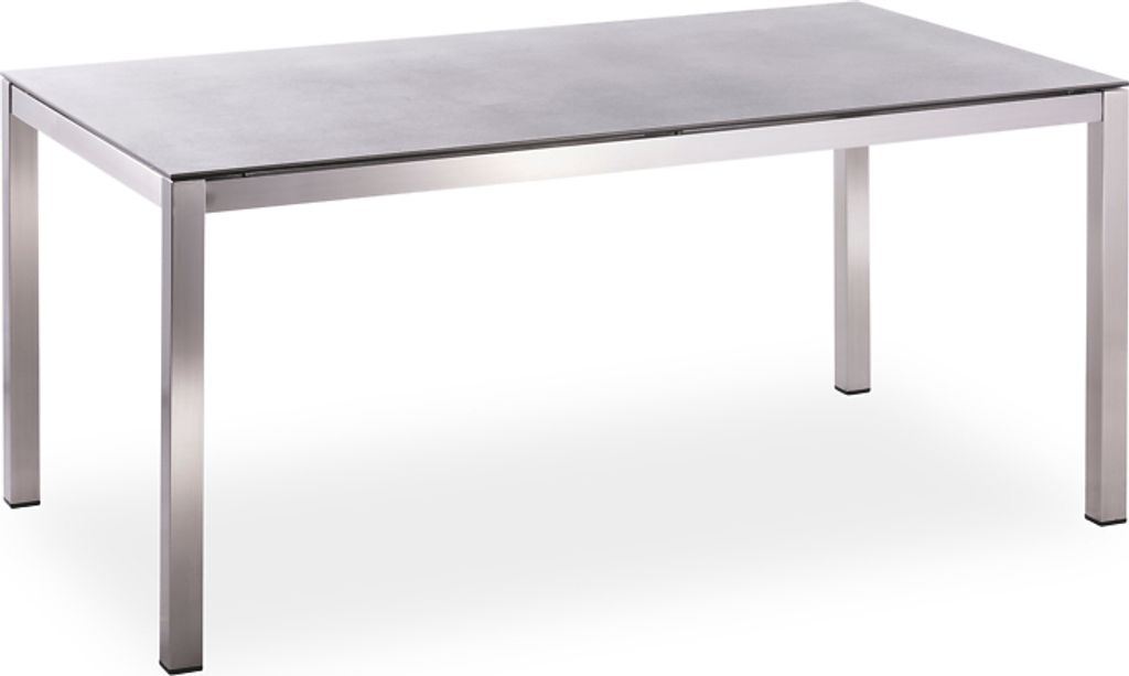 Gartentisch Urbano 160x90 Tischplatte Glas und Keramik Grau Gestell Edelstahl