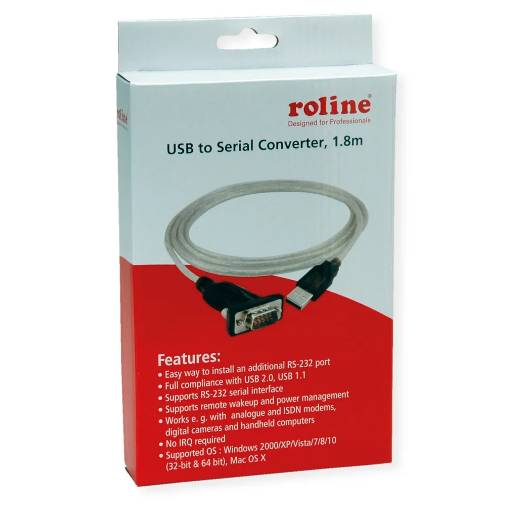 Câble USB vers Port COM RS232 pour Programmation Automate 1.8m Gris ROLINE - 3