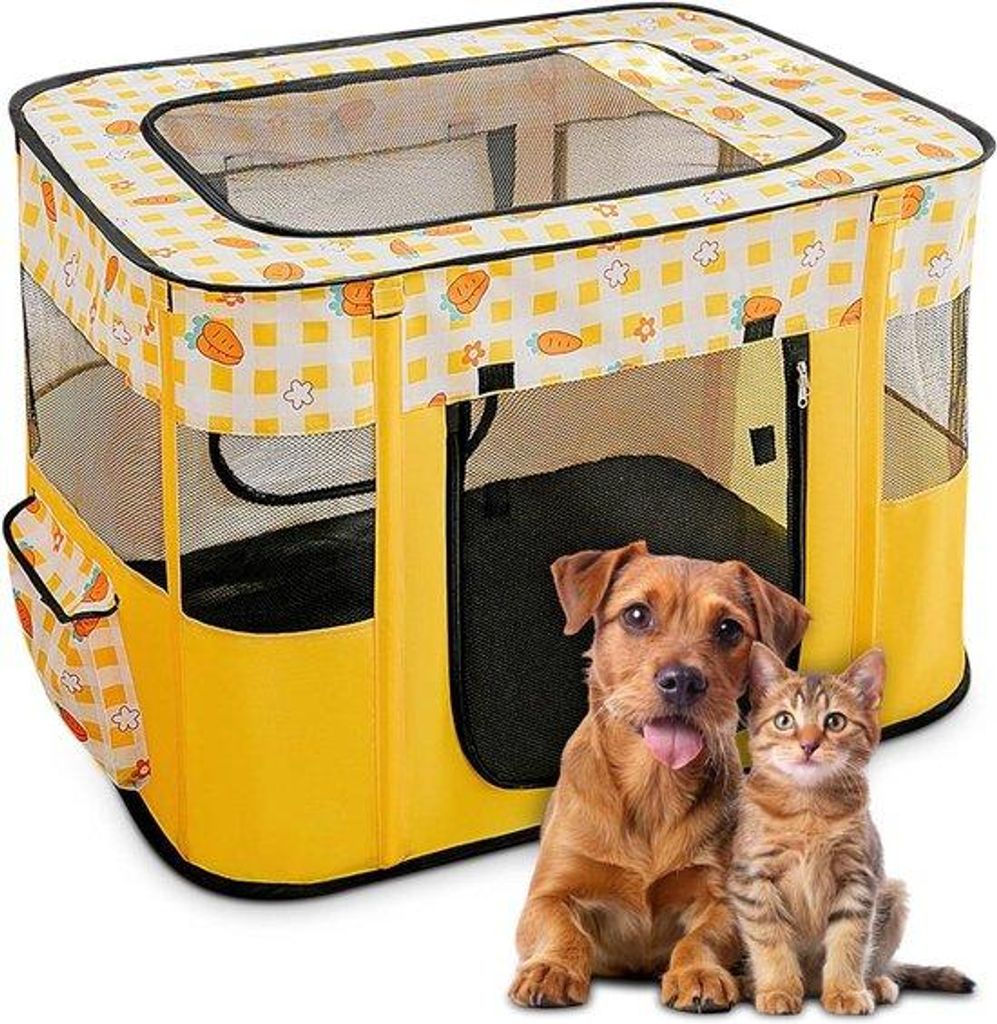 Faltbare Transportbox Hund Katze Gelb Mit Reißverschluss