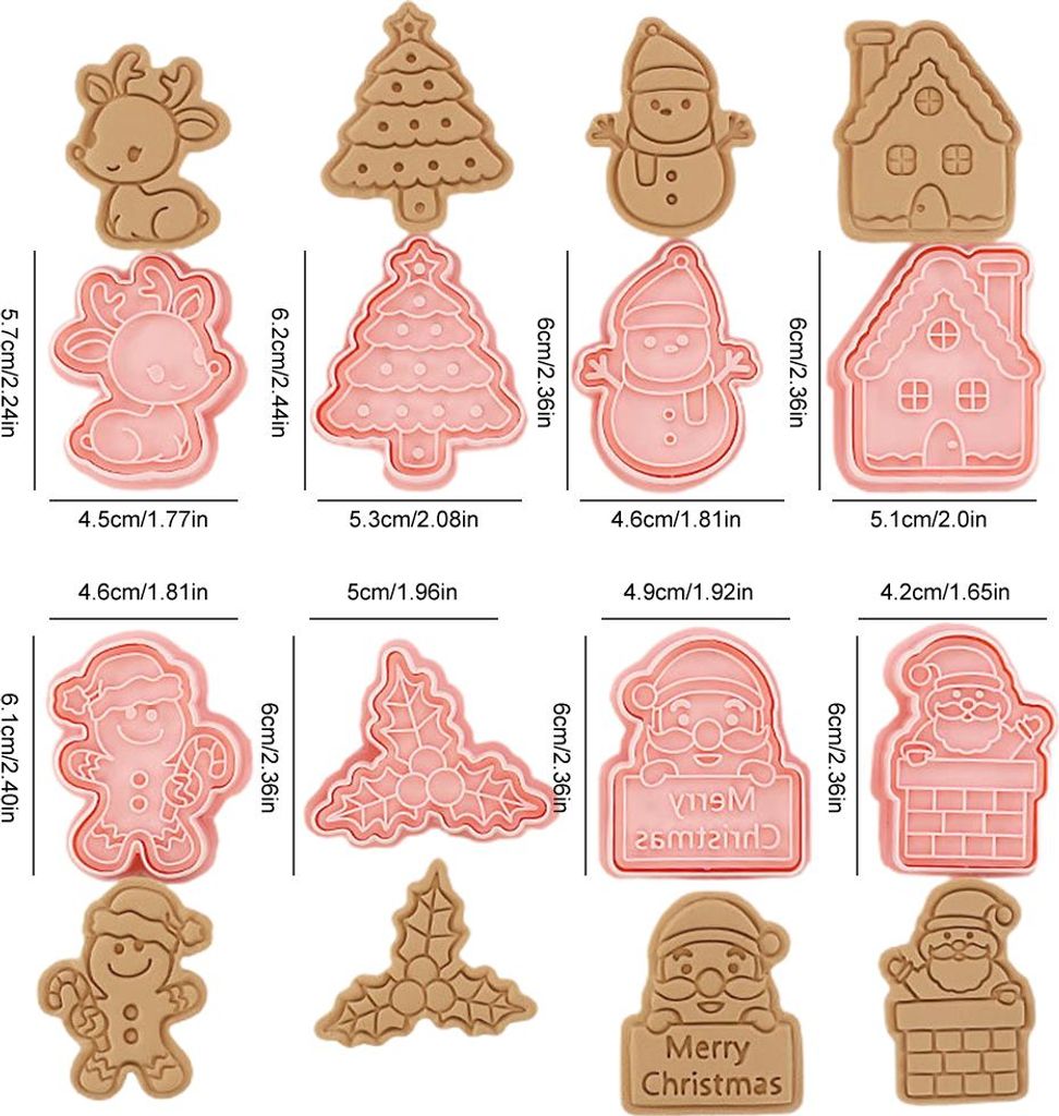 8 PCs/Set DIY Weihnachtskeks Keksform Cartoon Cutter 3D -Kekse Formplastik Backeindekoration Werkzeuge
