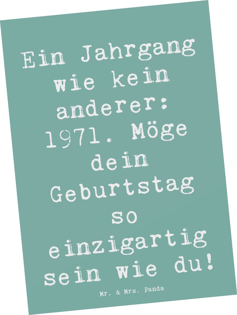 Mr. & Mrs. Panda Postkarte Spruch 1971 Geburtstag - Produktbild 