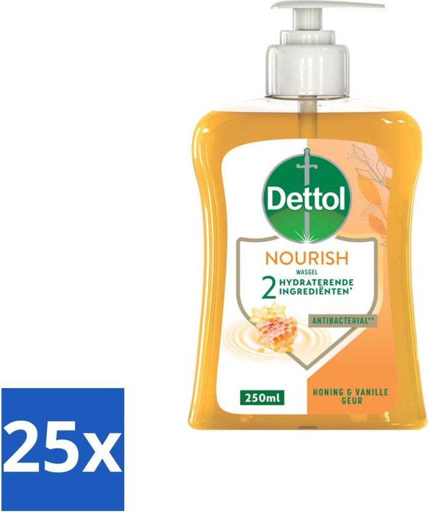 Dettol Handseife Pflegend Honig & Vanille 250 ml - Vorteilspack - 25 Stücke