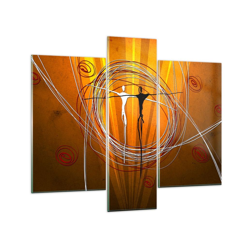 Bilder auf glas - Leute Tanz Linien Tapeten - 95x80cm - Glasbilder - Wandbilder - Kunstdruck - zum Aufhängen bereit - Wanddekoration aus Glas - Gl...