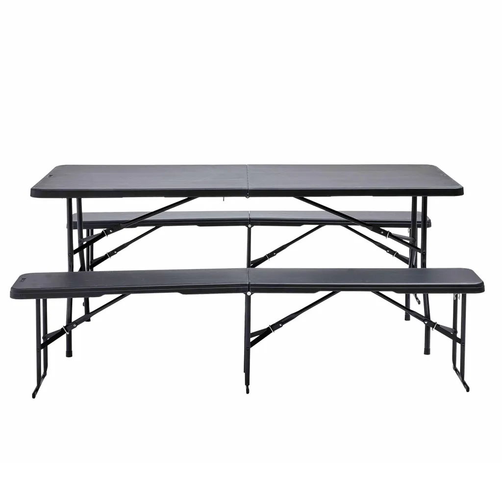 Ensemble repas pliable pour camping et jardin table 180cm avec bancs