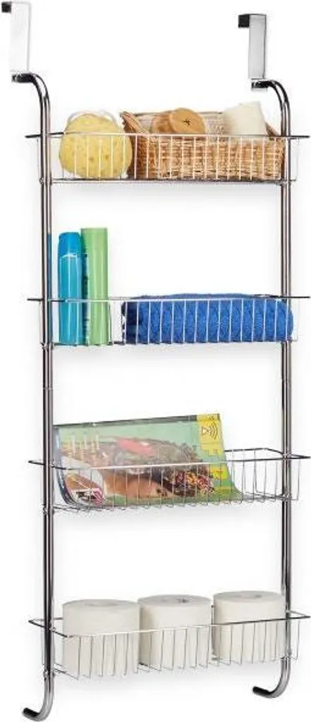 Étagère suspendue chromée antirouille design épuré pour salle de bain