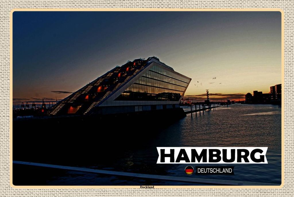 vianmo Holzschild 12x18 cm Hamburg Dockland Bildmotiv Reisemotiv Abenteuer Reisen