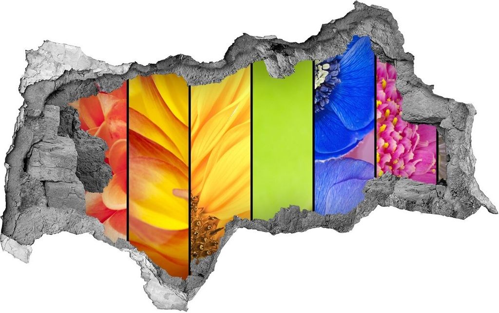 Selbstklebender Loch-3D-Aufkleber 95x73 cm farbenfrohe Blumen