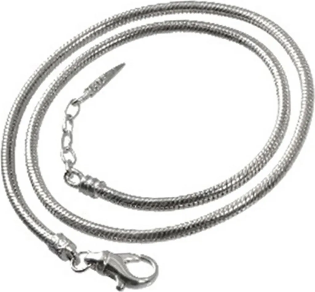 Collier Argent 925 Anti-Ternissement 43cm avec Mousqueton pour vos Beads