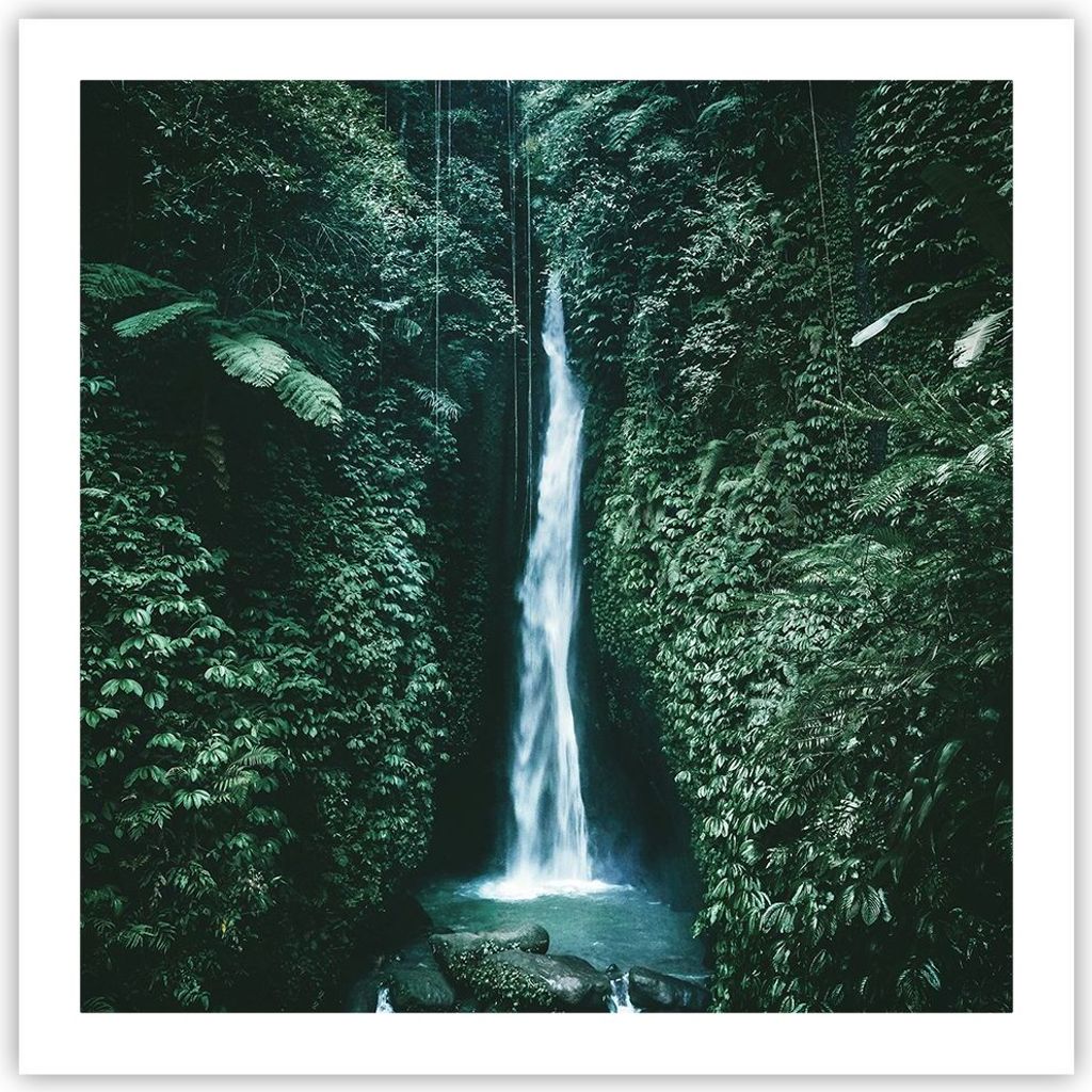 Poster - Poster ohne Rahmen - Tropen Wasserfall Dschungel - 60x60 cm - Wand Bild - Wanddeko - Wandbilder - Kunstposter - Wandposter - Bilder - Kuns...