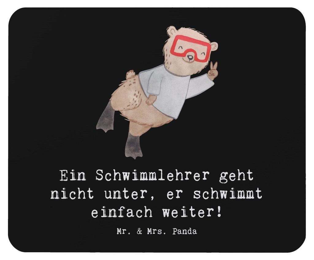 Mr. & Mrs. Panda Mauspad Schwimmlehrer Motivation - Schwarz - Geschenk, Sportlehrer, mausteppich, Mouse Pad, Schwimmbad, Berufsleben, Beruf, Hommag...