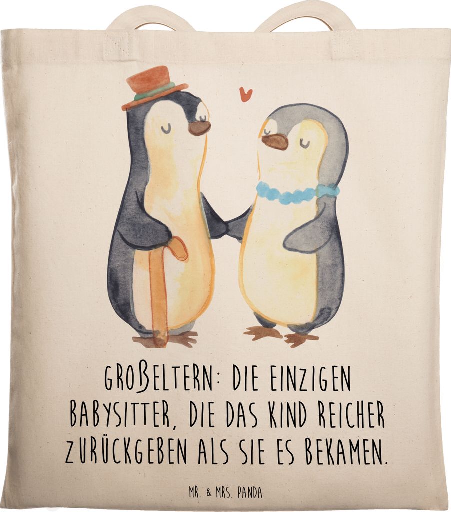 Mr. & Mrs. Panda Stoffbeutel Großeltern Babysitter - Transparent - Geschenk, Lustige Sprüche, Generationen, Geschenke, Tote Bag, Weisheit, Tasche...