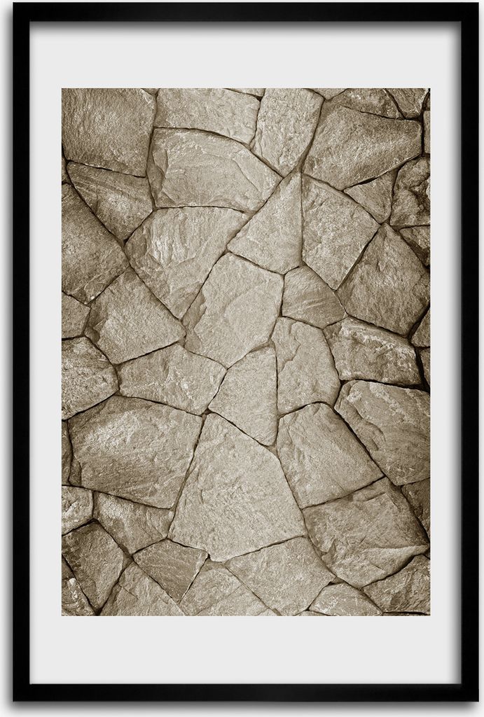 Bild - Bilderrahmen - 40 cm x 60 cm - MDF - Rahmen - Wandkunst - Steinmauer