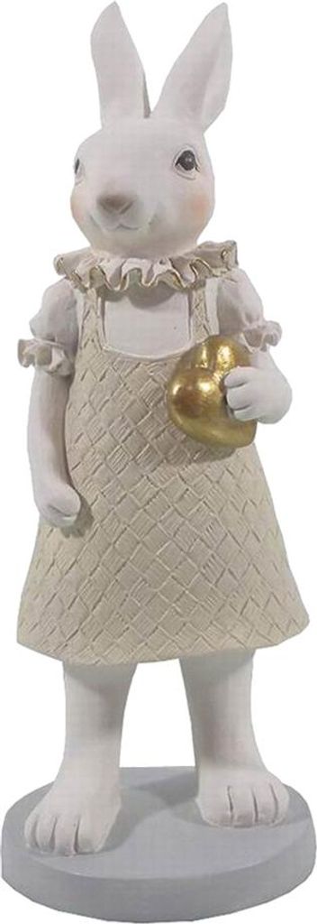 Clayre & Eef Figur Kaninchen 9x8x20 cm Weiß Polyresin