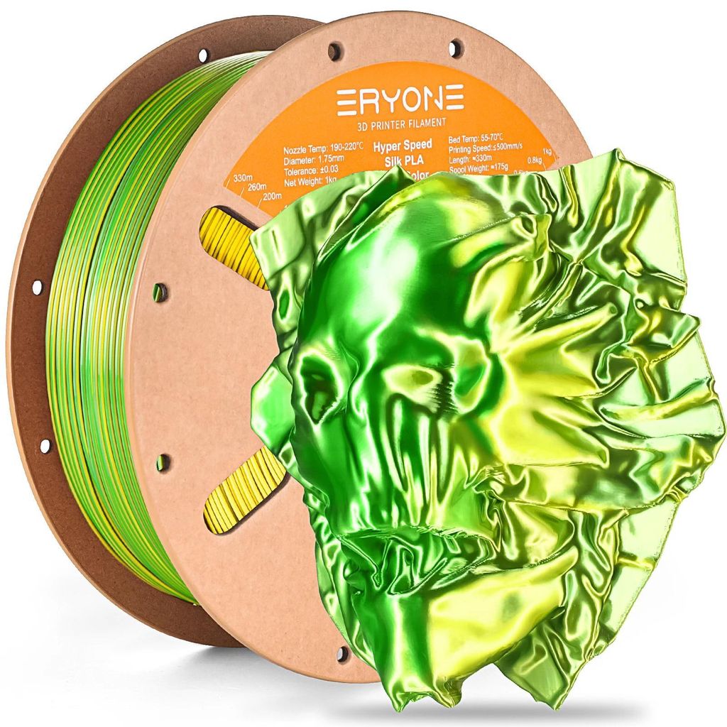 PLA Hyper Speed Filament - 3D-Drucker Filament - Dual Color Silk - Glänzend - Hochgeschwindigkeitsdruck - Coextrusion - Grün/Gelb 1 kg
