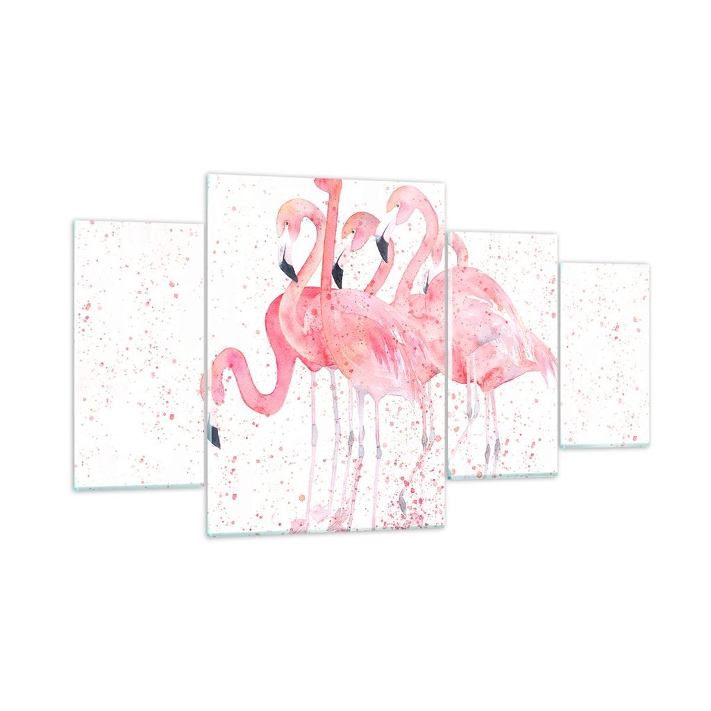 Bilder auf glas - Flamingo Vogel Wasser - 160x90cm - Glasbilder - Wandbilder - Kunstdruck - zum Aufhängen bereit - Wanddekoration aus Glas - Glas ...