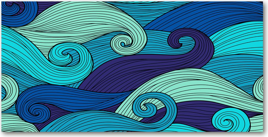 Tulup Leinwandbild - 120x60 cm - Wandkunst - Drucke auf Leinwand - Leinwanddruck - Sonstige - Blau - Abstrakte Wellen