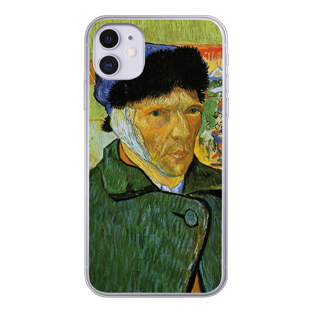 MuchoWow Handyhülle Schutzhülle Hülle für iPhone 11 Selbstbildnis mit verbundenem Ohr - Vincent van Gogh Silikon Softcase Handy Hülle - Hand...
