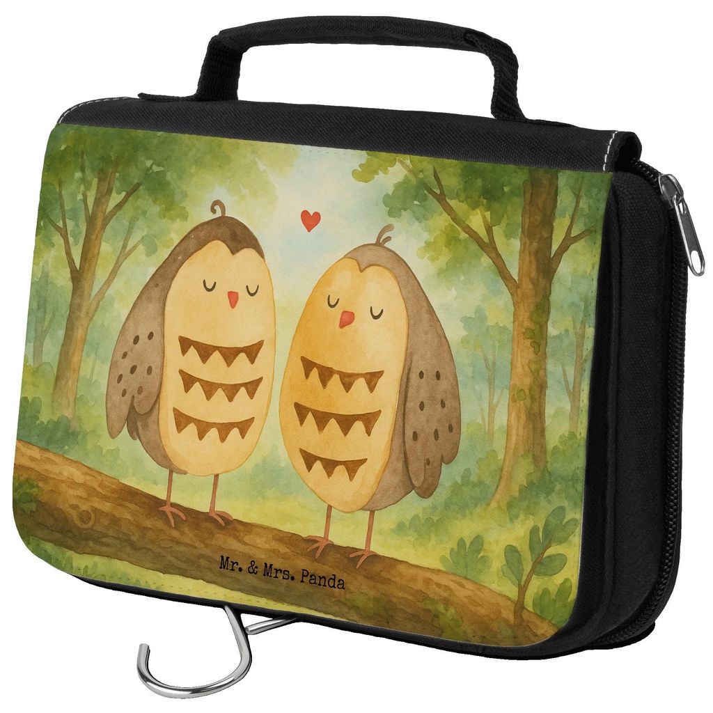 Mr. & Mrs. Panda Kulturbeutel Eulen Liebe Design - Weiß - Geschenk, Eule, Kosmetiktasche, beautycase, Owl, Verliebt, kosmetiktäschchen, Freundin,...