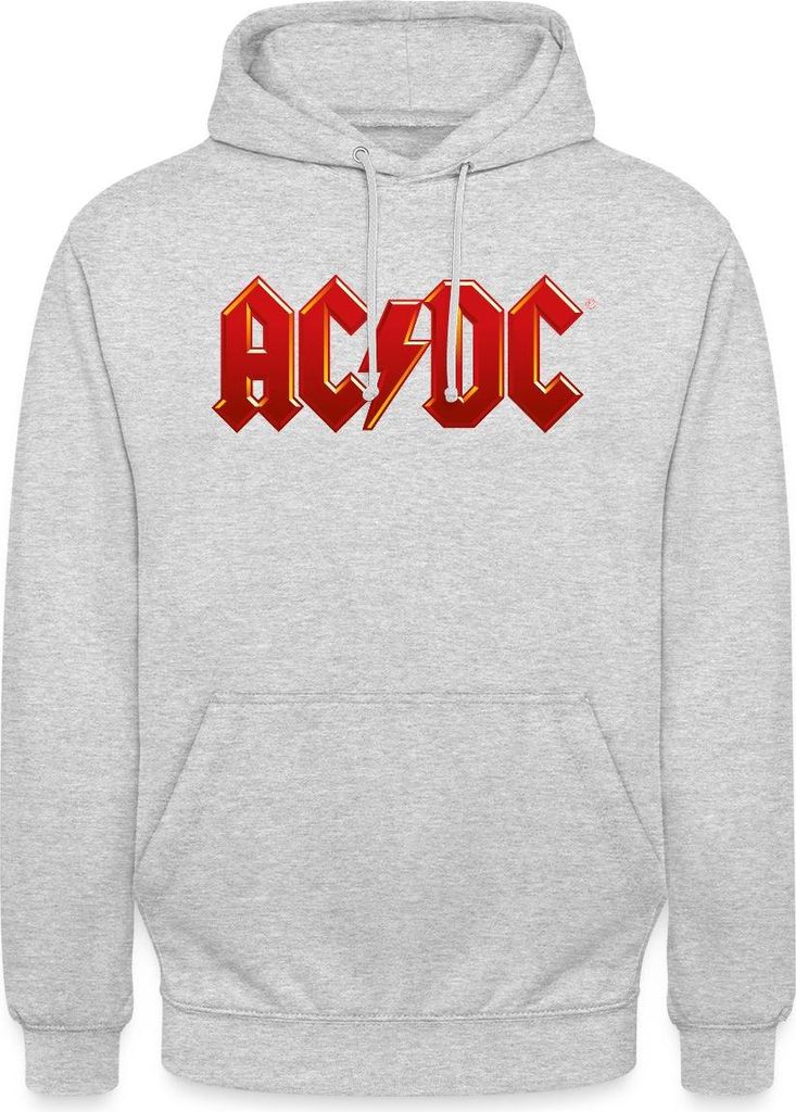 Spreadshirt AC/DC Klassisches Logo Mit Blitz Uni Hoodie, XL, Hellgrau meliert
