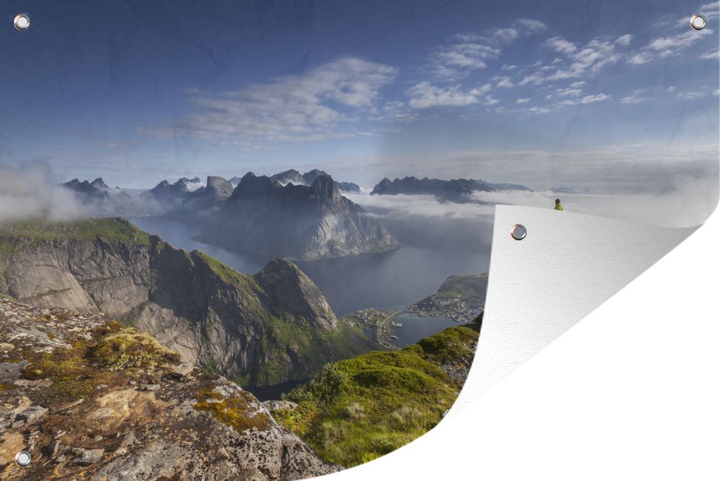 MuchoWow 120x80 cm Outdoor-Poster Gartendeko Sichtschutz Garten Poster für den Garten Klippen bei Norwegen