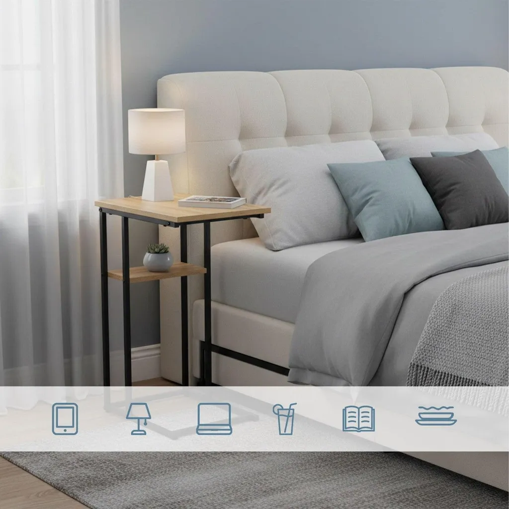 Table de lit pour ordinateur portable en forme de C avec rangements - 4